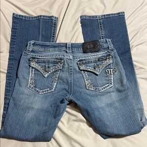 Miss Me Blue Boot Cut Jeans with Embellished Pockets